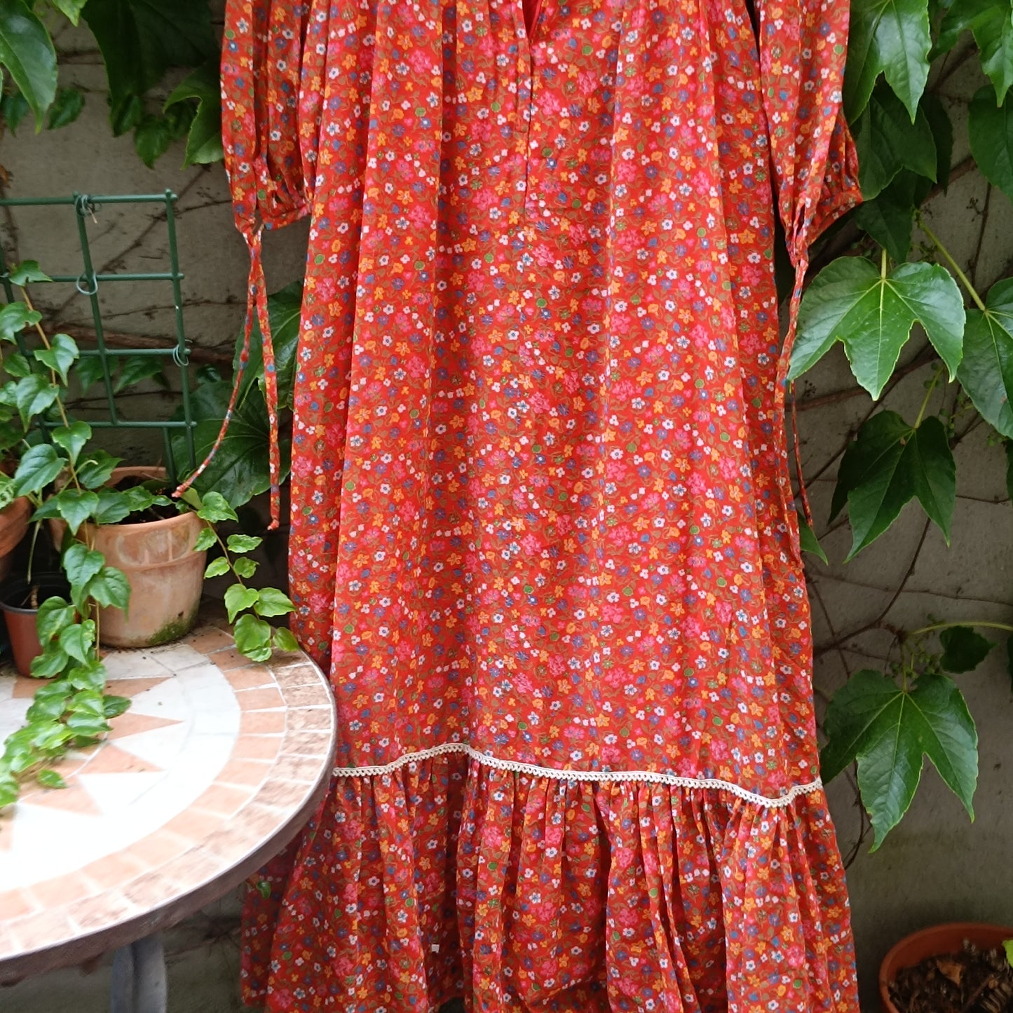 Candi Jones Vintage 70s Floral Ditsy Prairie Boho Maxi Dress | M/L