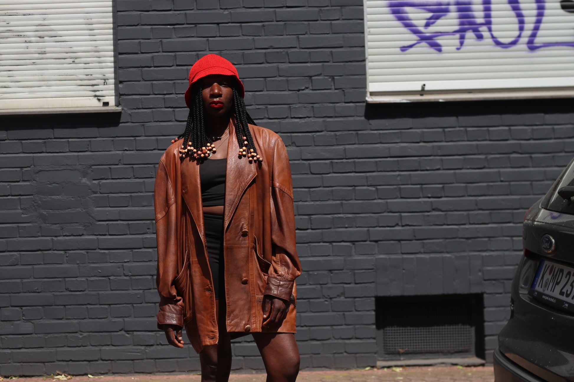 Vintage 1980s Leather Blazer Jacket Brown Oversized Boyfriend Coat Medium Large