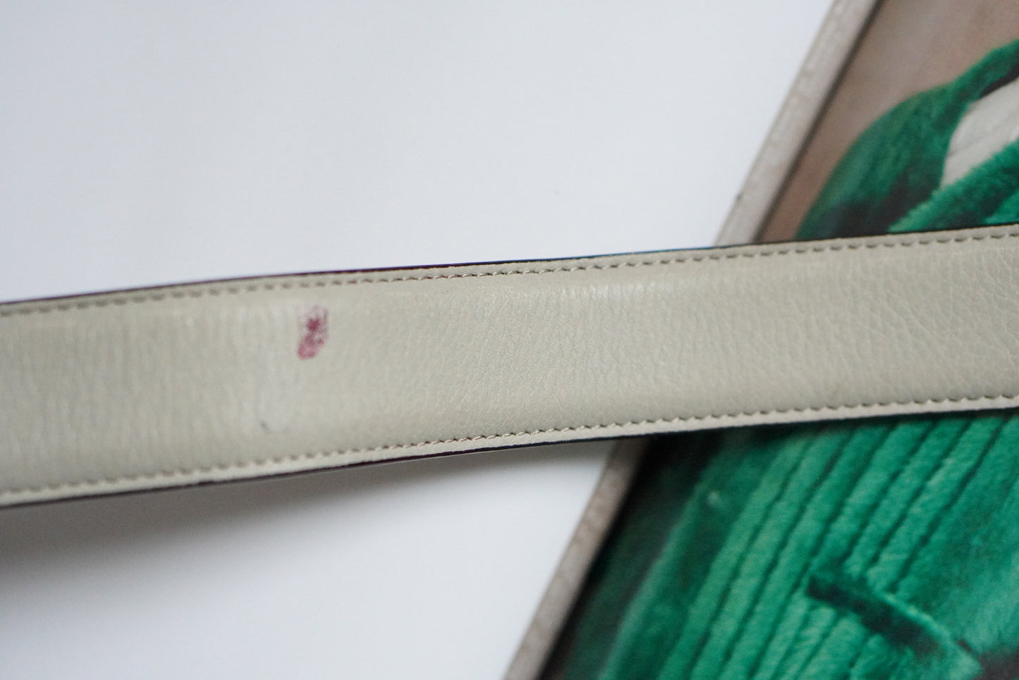 Curioso Firenze Vintage Italian Leather Belt - Cream & White - Size 80