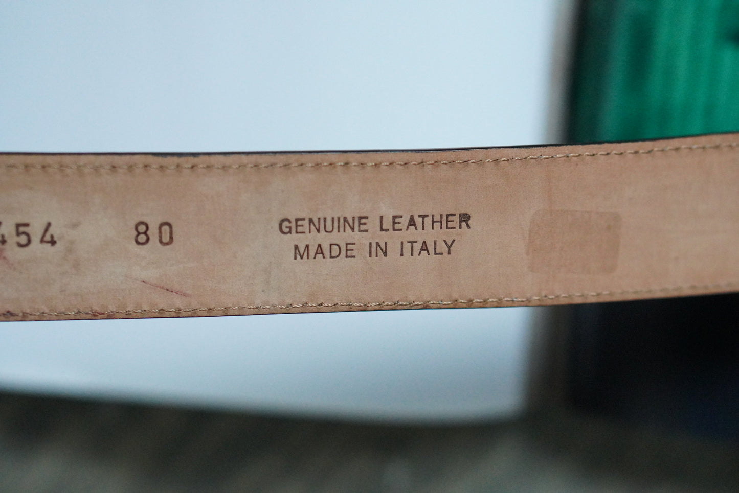 Curioso Firenze Vintage Italian Leather Belt - Cream & White - Size 80