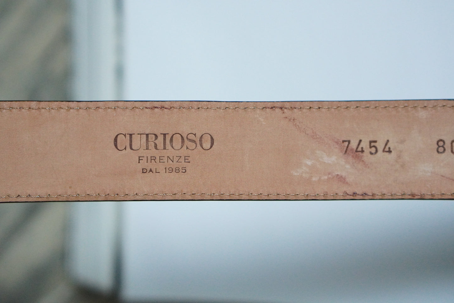 Curioso Firenze Vintage Italian Leather Belt - Cream & White - Size 80