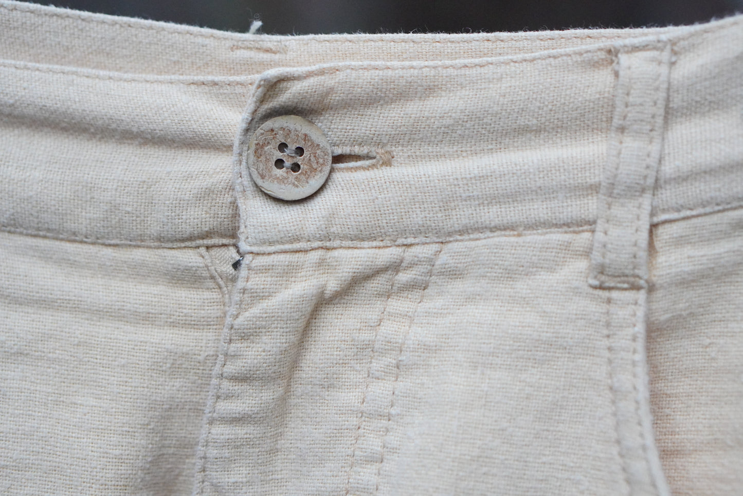 Vintage Hennes Collection High-Waisted Linen Cotton Trousers in Pale Yellow - Size 36