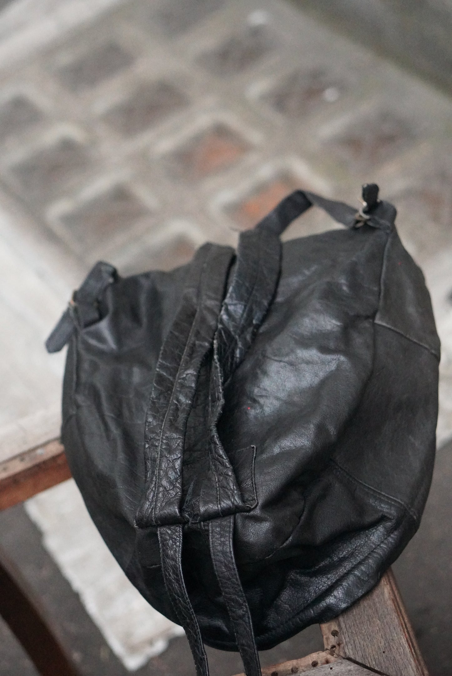 The Nomad Slouchy Vintage Leather Backpack - Obsidian