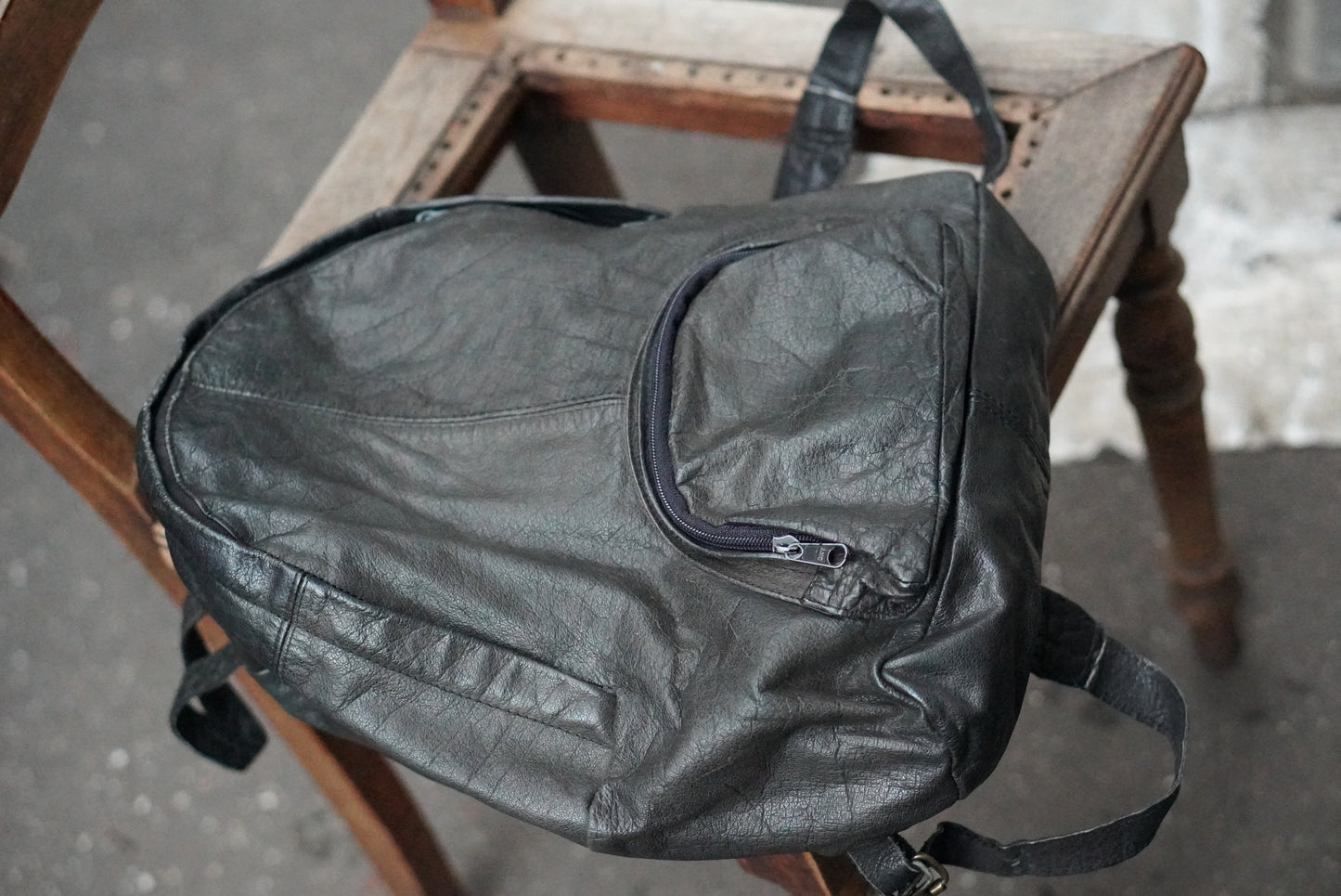 The Nomad Slouchy Vintage Leather Backpack - Obsidian