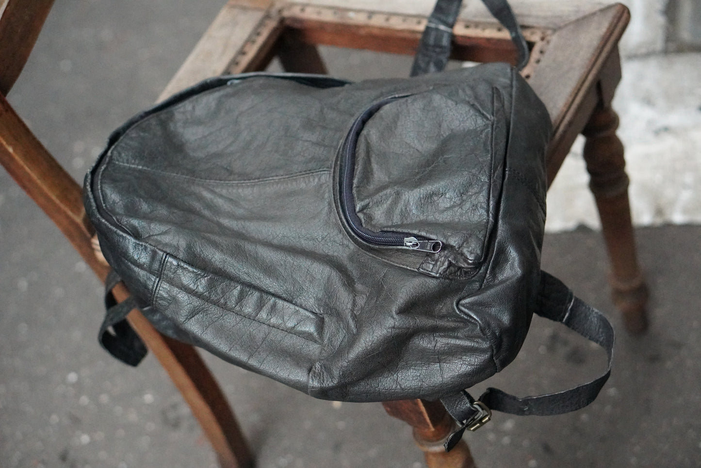 The Nomad Slouchy Vintage Leather Backpack - Obsidian