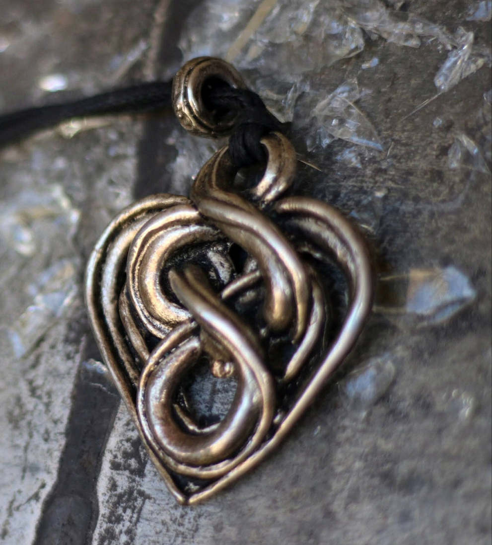 Vintage Folkloric Heart Knot Pendant Necklace