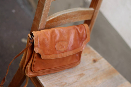 Vintage Brown Leather Handbag| 90s Shoulderbag