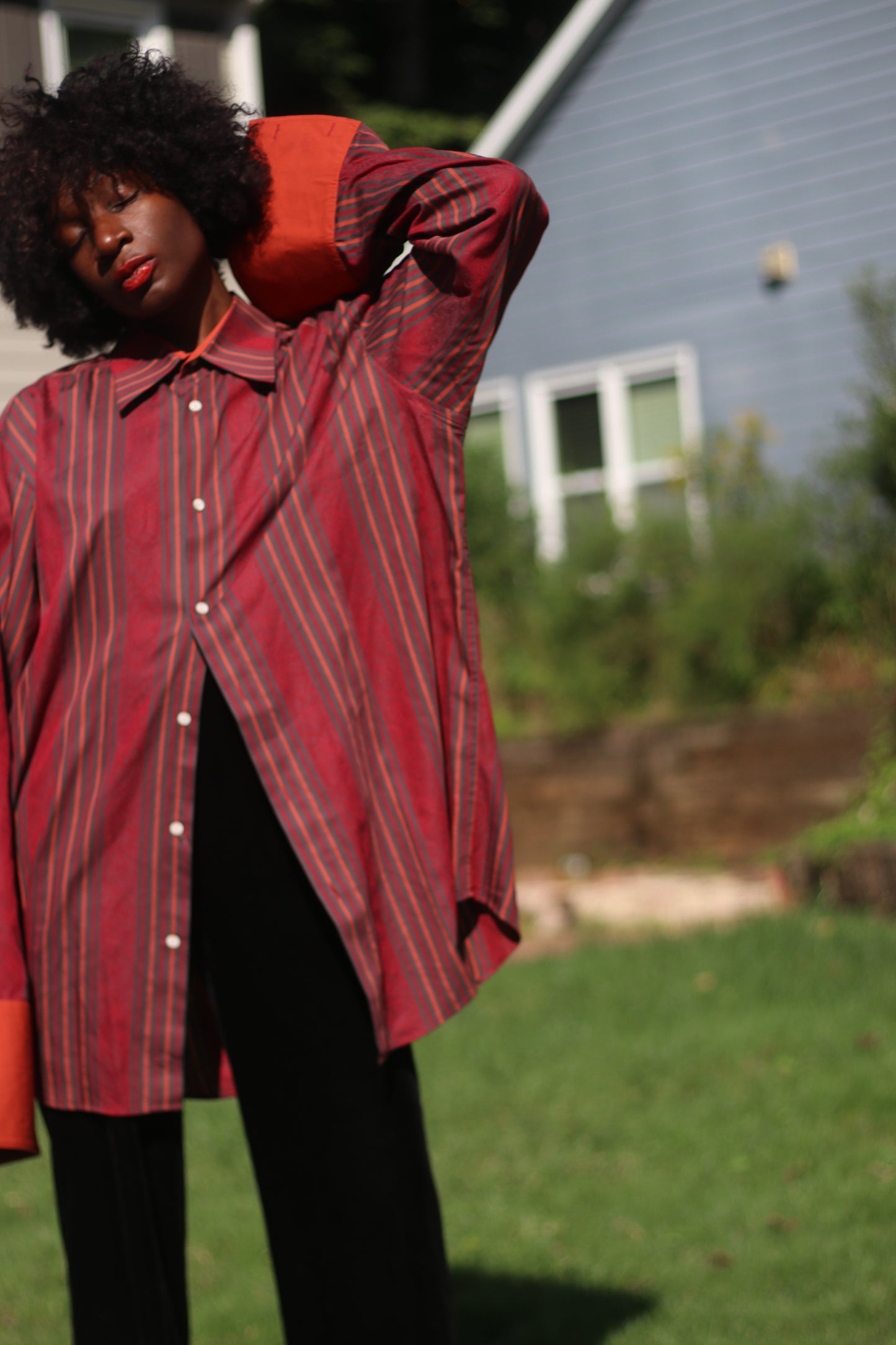 y2k Claiborne Shirt| Vintage Red Long Sleeved Blouse|  Women's Striped Maximalist Paisley Print Festive Blouse