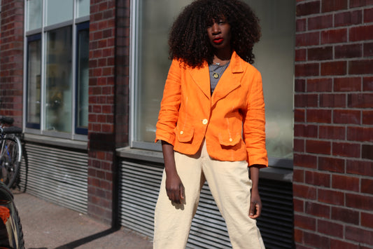 Vintage Hennes Collection High-Waisted Linen Cotton Trousers in Pale Yellow - Size 36