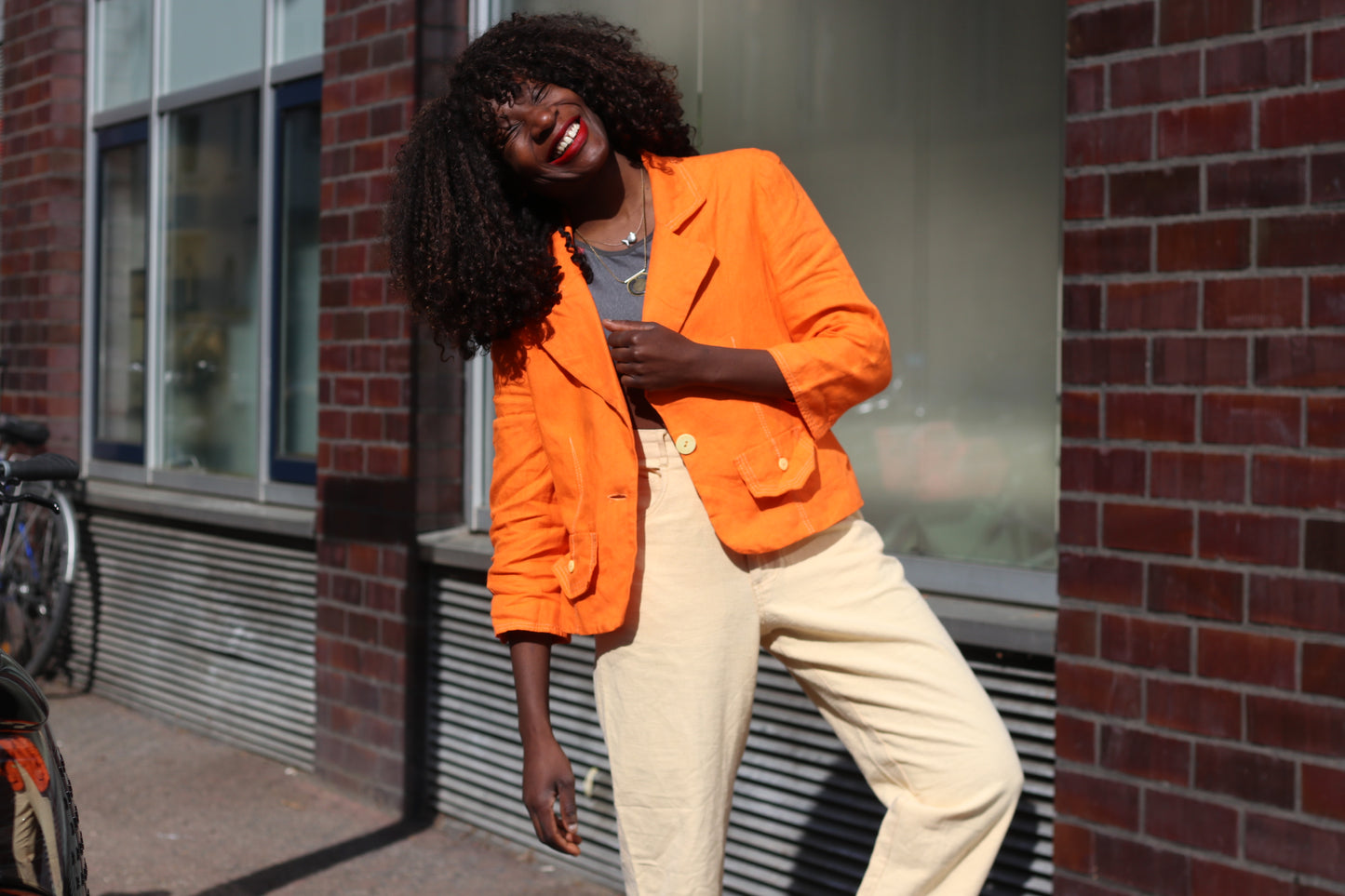 Vintage Hennes Collection High-Waisted Linen Cotton Trousers in Pale Yellow - Size 36