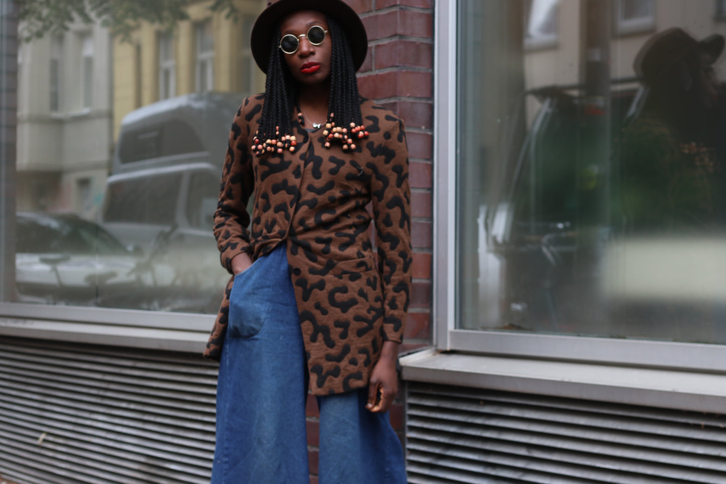 Vintage 90s Leopard Pattern Jacket Brown Abstract Animal Print Blazer Cardigan