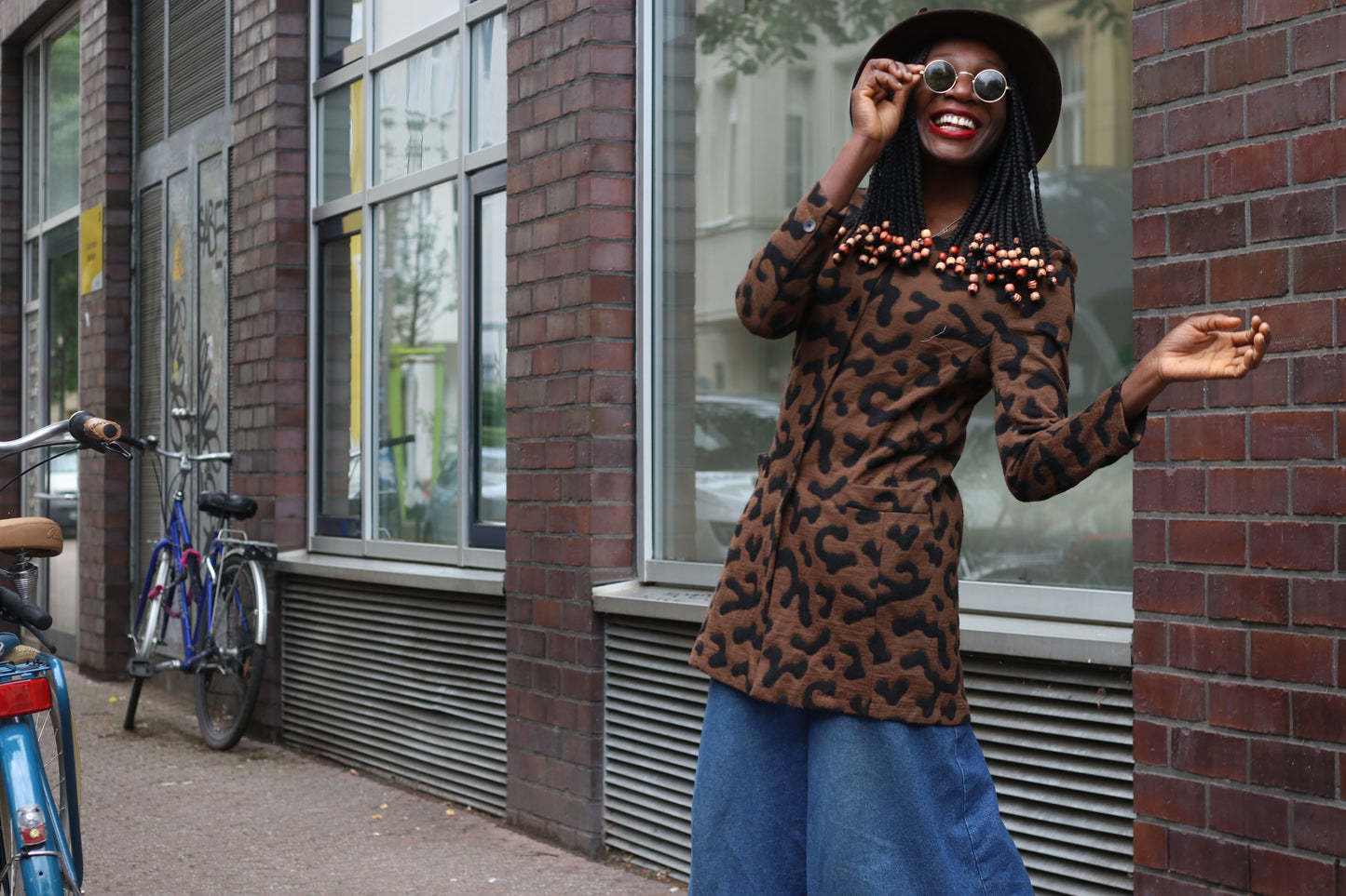 Vintage 90s Leopard Pattern Jacket Brown Abstract Animal Print Blazer Cardigan