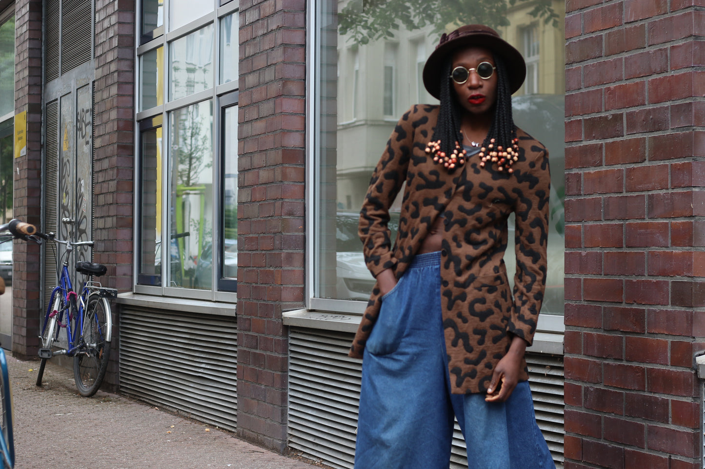 Vintage 90s Leopard Pattern Jacket Brown Abstract Animal Print Blazer Cardigan