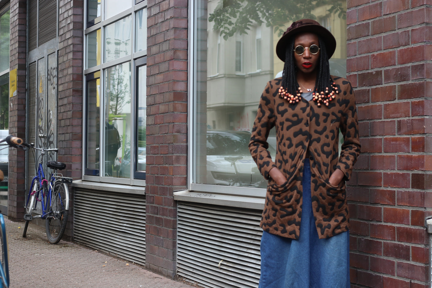 Vintage 90s Leopard Pattern Jacket Brown Abstract Animal Print Blazer Cardigan