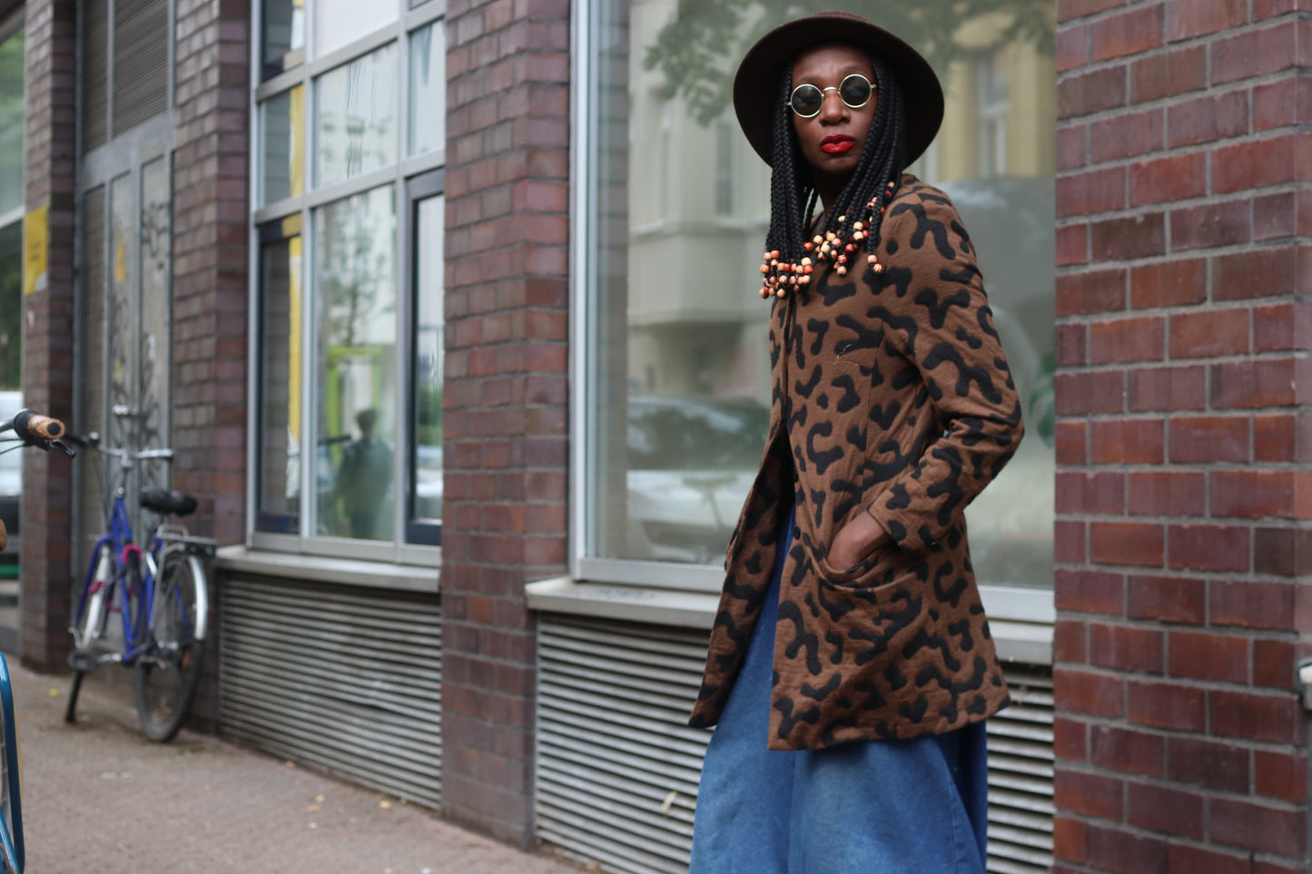 Vintage 90s Leopard Pattern Jacket Brown Abstract Animal Print Blazer Cardigan