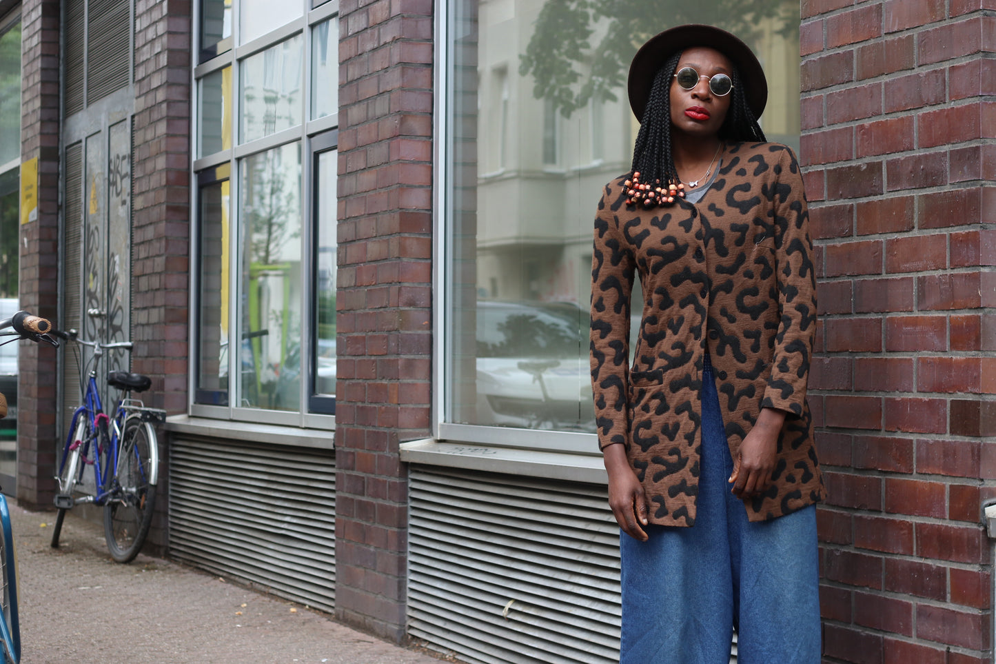 Vintage 90s Leopard Pattern Jacket Brown Abstract Animal Print Blazer Cardigan