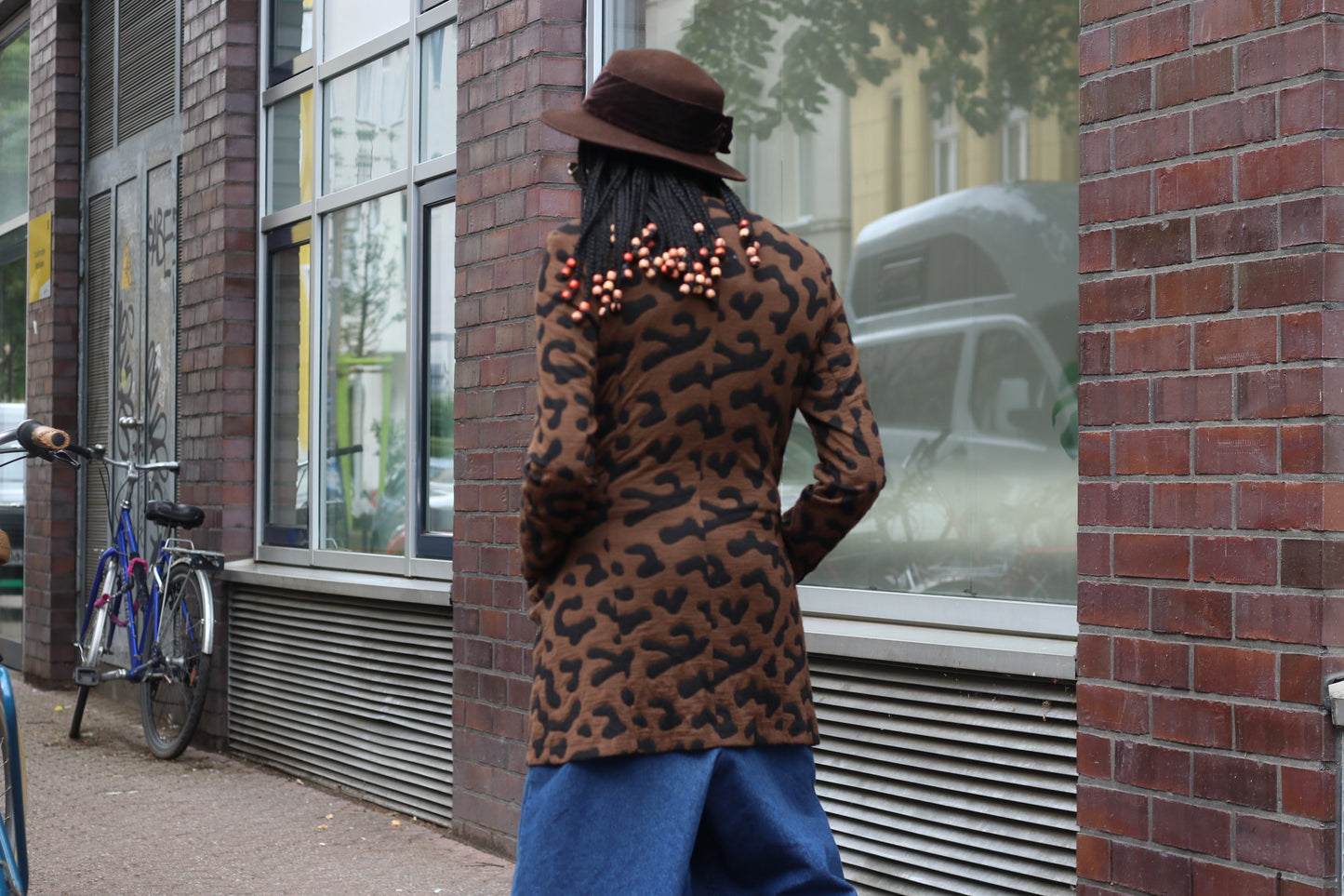 Vintage 90s Leopard Pattern Jacket Brown Abstract Animal Print Blazer Cardigan