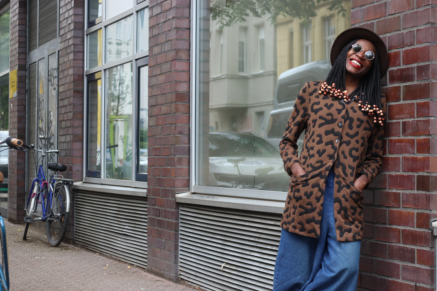 Vintage 90s Leopard Pattern Jacket Brown Abstract Animal Print Blazer Cardigan