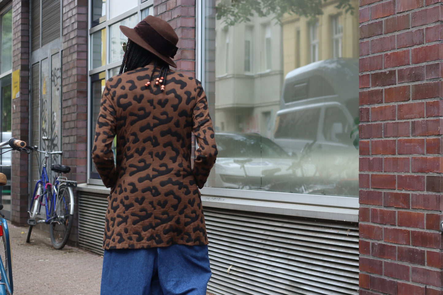 Vintage 90s Leopard Pattern Jacket Brown Abstract Animal Print Blazer Cardigan