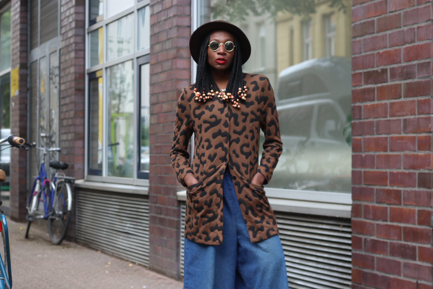 Vintage 90s Leopard Pattern Jacket Brown Abstract Animal Print Blazer Cardigan