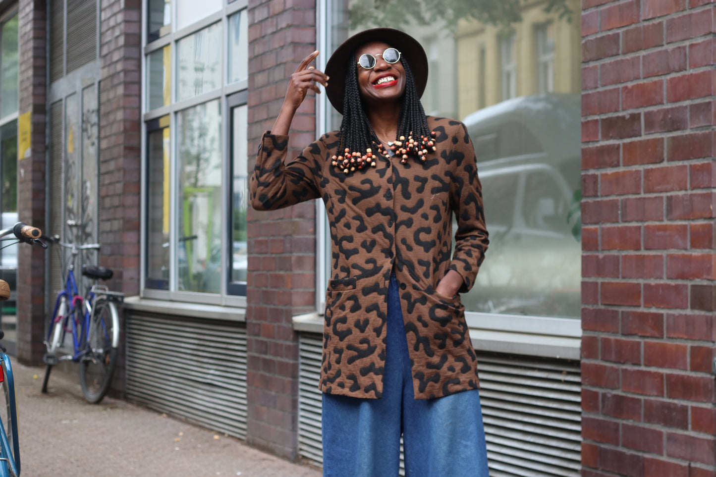 Vintage 90s Leopard Pattern Jacket Brown Abstract Animal Print Blazer Cardigan