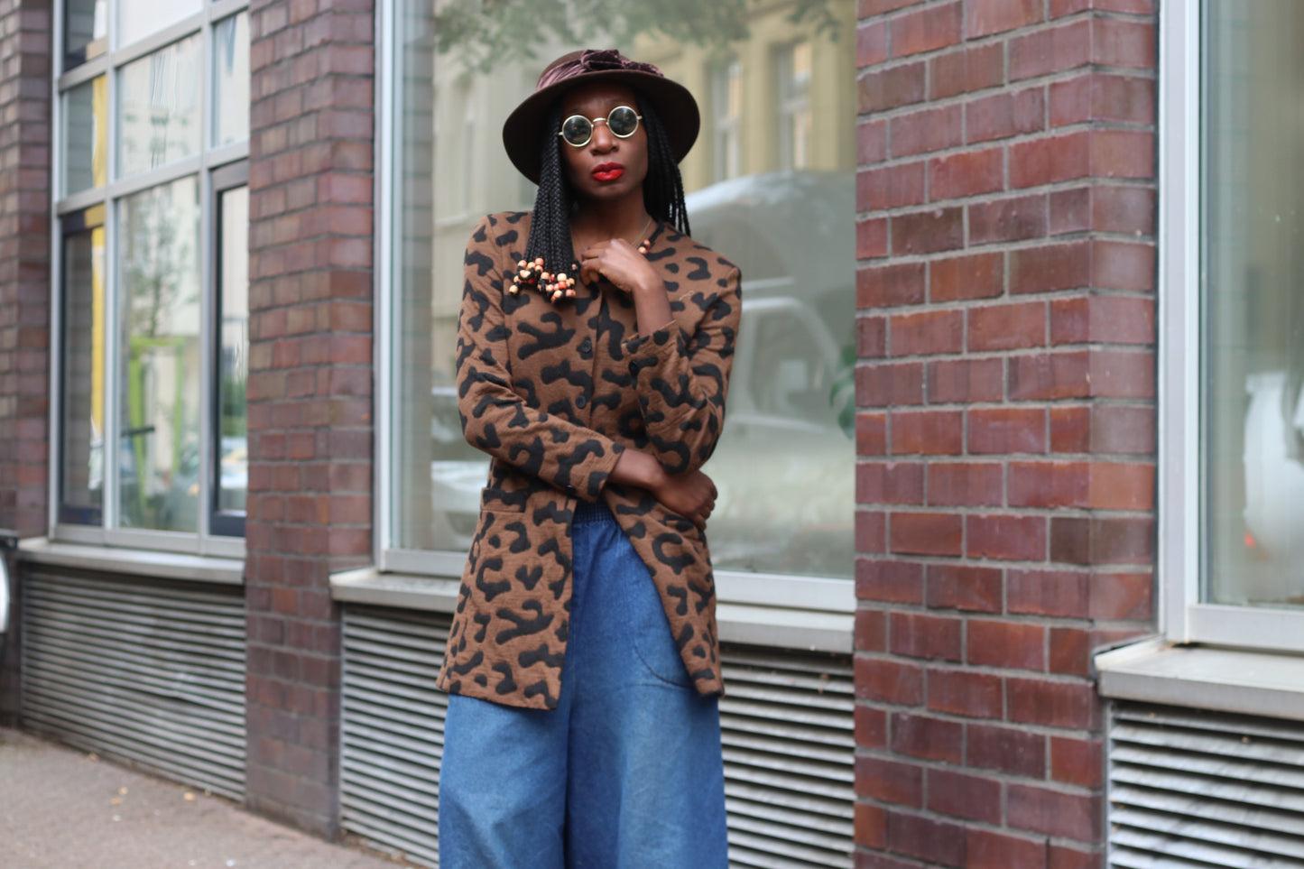 Vintage 90s Leopard Pattern Jacket Brown Abstract Animal Print Blazer Cardigan