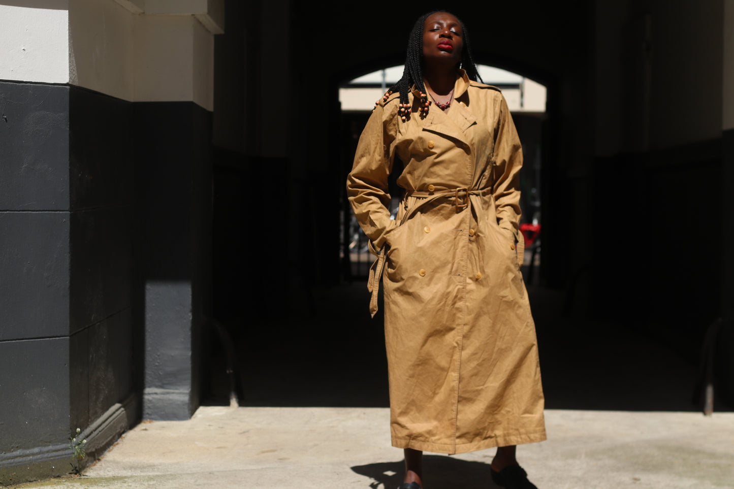 Vintage Calvin Klein Double-Breasted Trench Coat - Tan (90s Archive)