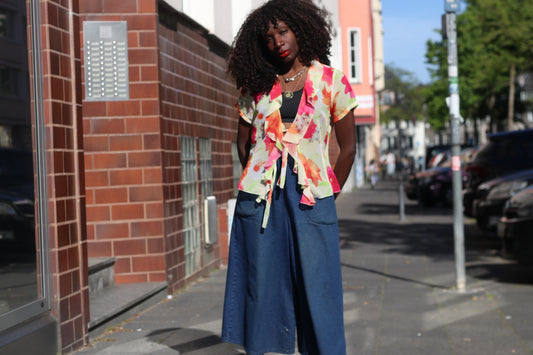 Vintage Gimaud Y2K Sheer Floral Ruffle Blouse - Pink & Orange Chiffon Top