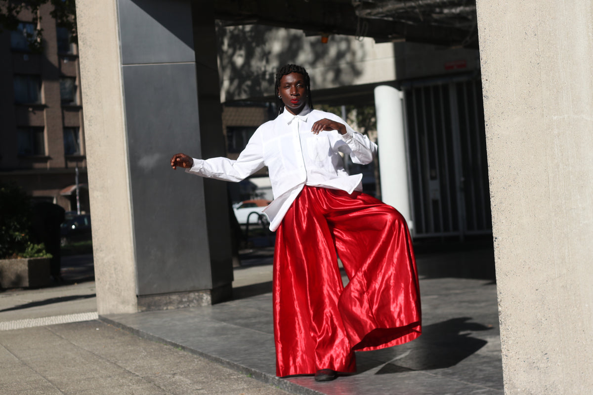 White Cotton Shirt | Vintage Pleated Tuxedo Blouse | Oversized M/L