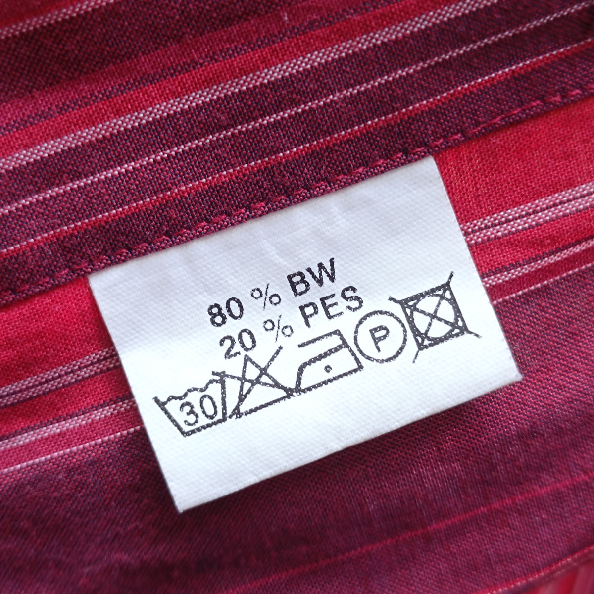 Vintage Striped Shirt - 90s Red Cotton Blend Unisex Christian Berg Button Up - M/L