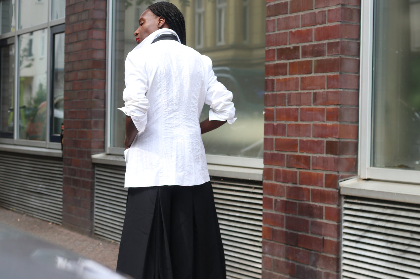 Gabi Garske Vintage 1980s White Crinkle Blazer Berlin Designer Avant Garde Jacket