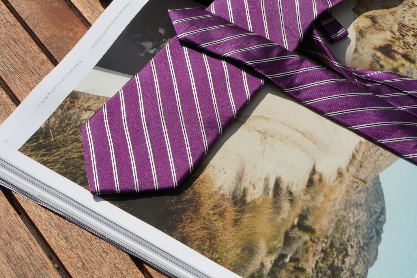 Paul Rosen Vintage 100% Silk Tie Purple Striped Men Formal Business Suit Necktie