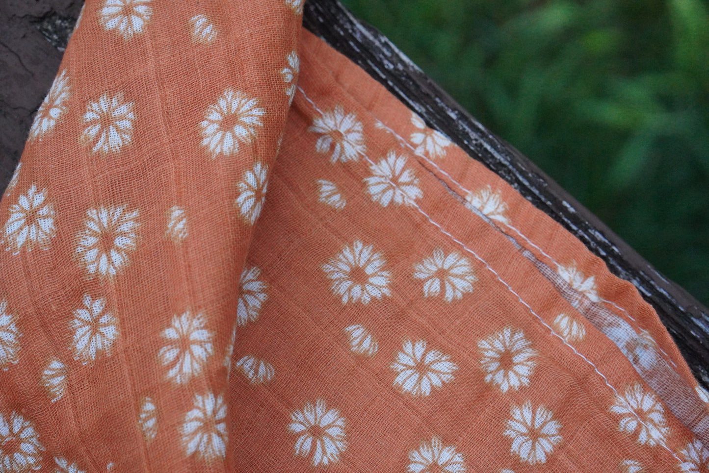 Vintage Y2K Orange Floral Daisy Cotton Bandana Head Scarf