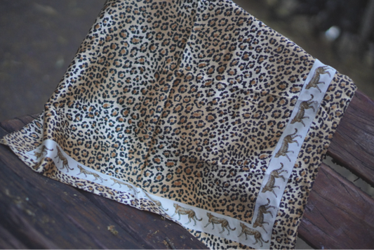 Vintage Italian Cheetah Print Scarf 1980s Animal Pattern Polyester Neck Head Wrap
