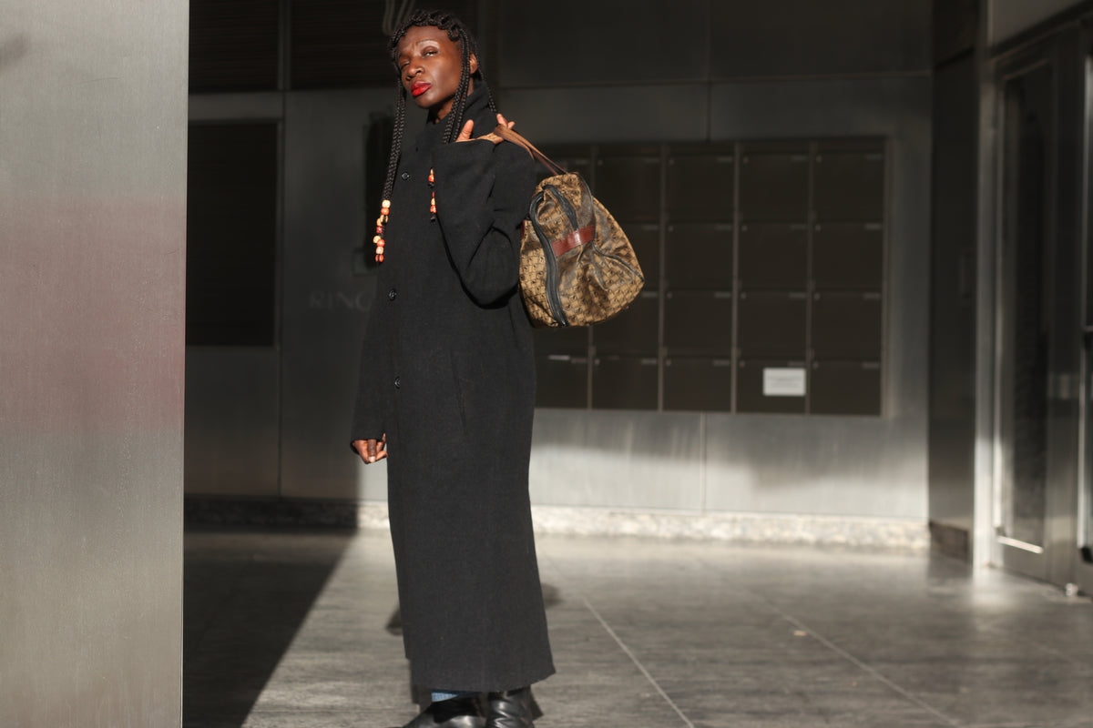 Vintage Monogram Duffle Bag - Retro Brown Geometric Travel Bag - Unisex Weekender