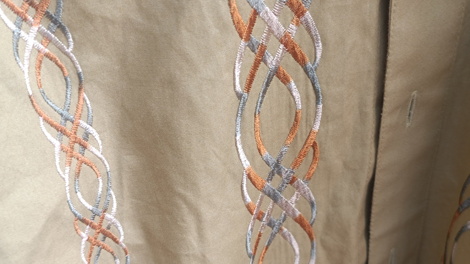 Vintage Road Cotton Embroidered Shirt - 90s Mustard Guayabera - M- XL Unisex