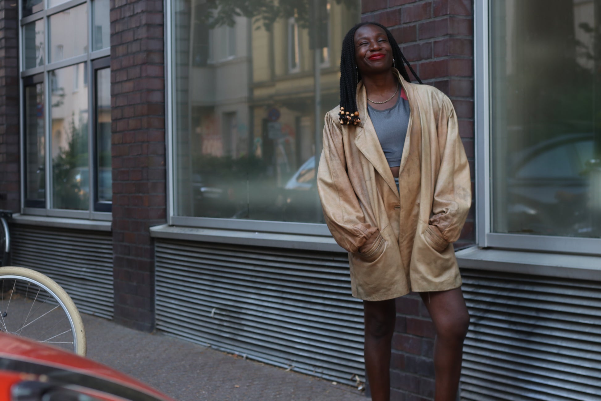 Vintage 80s Distressed Tan Leather Blazer | Oversized 90s Style