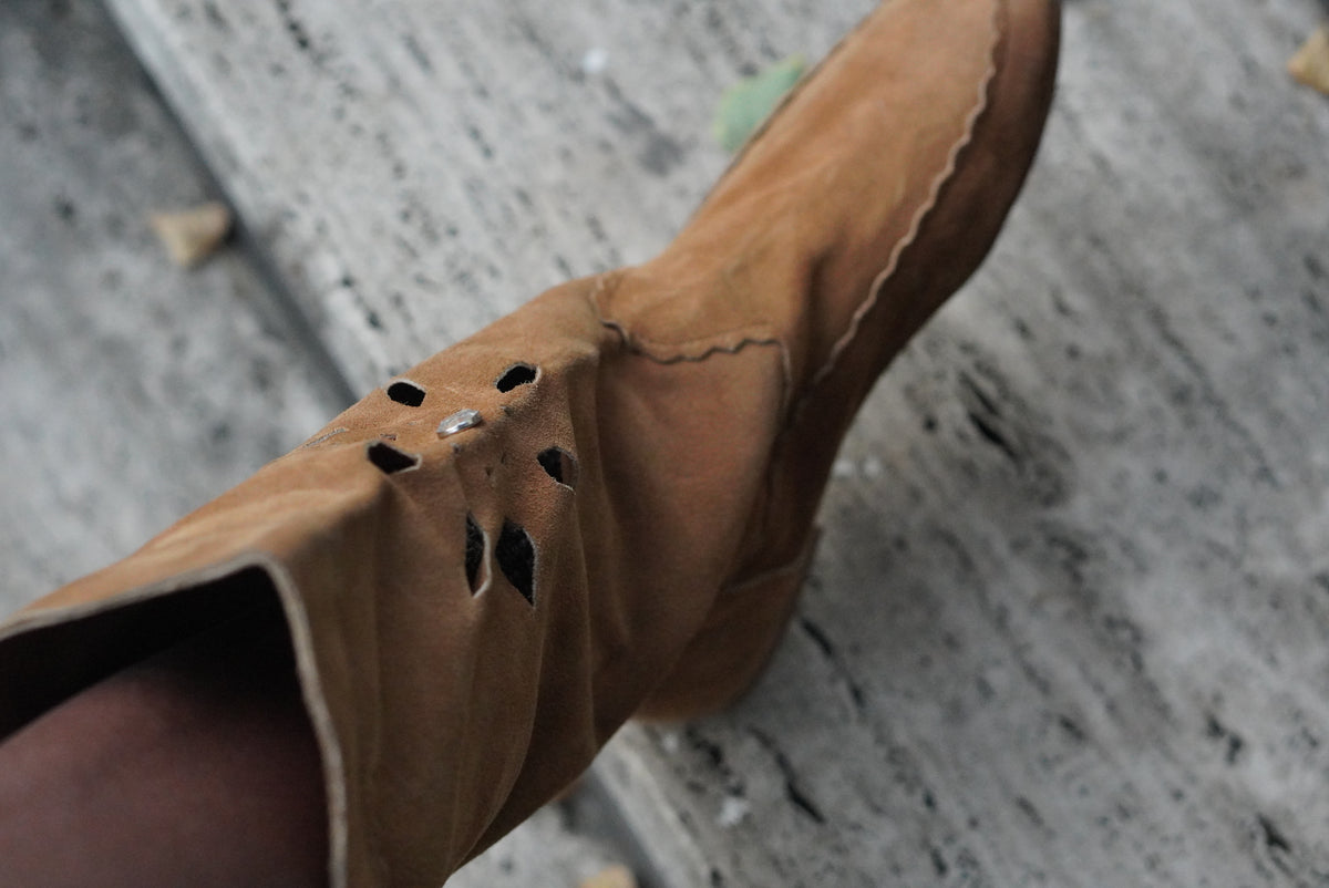 Vintage Boots | Y2K Boho Suede Slouchy Boots | Tan Camel EU 39