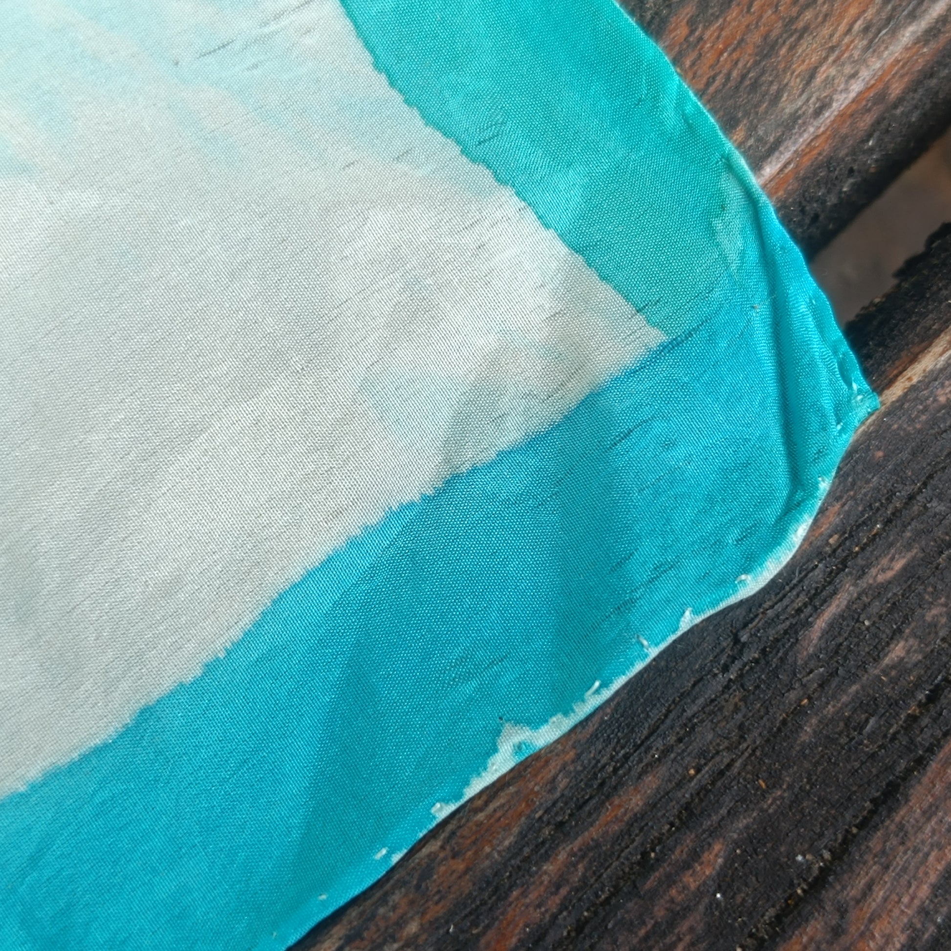 Vintage Hand Painted Silk Scarf - 90s Turquoise Floral Shawl