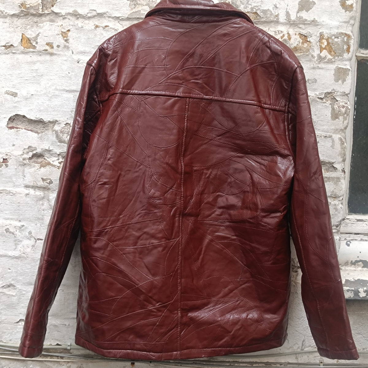Vintage Brown Leather Jacket - 90s Minimalist Zip Coat - L