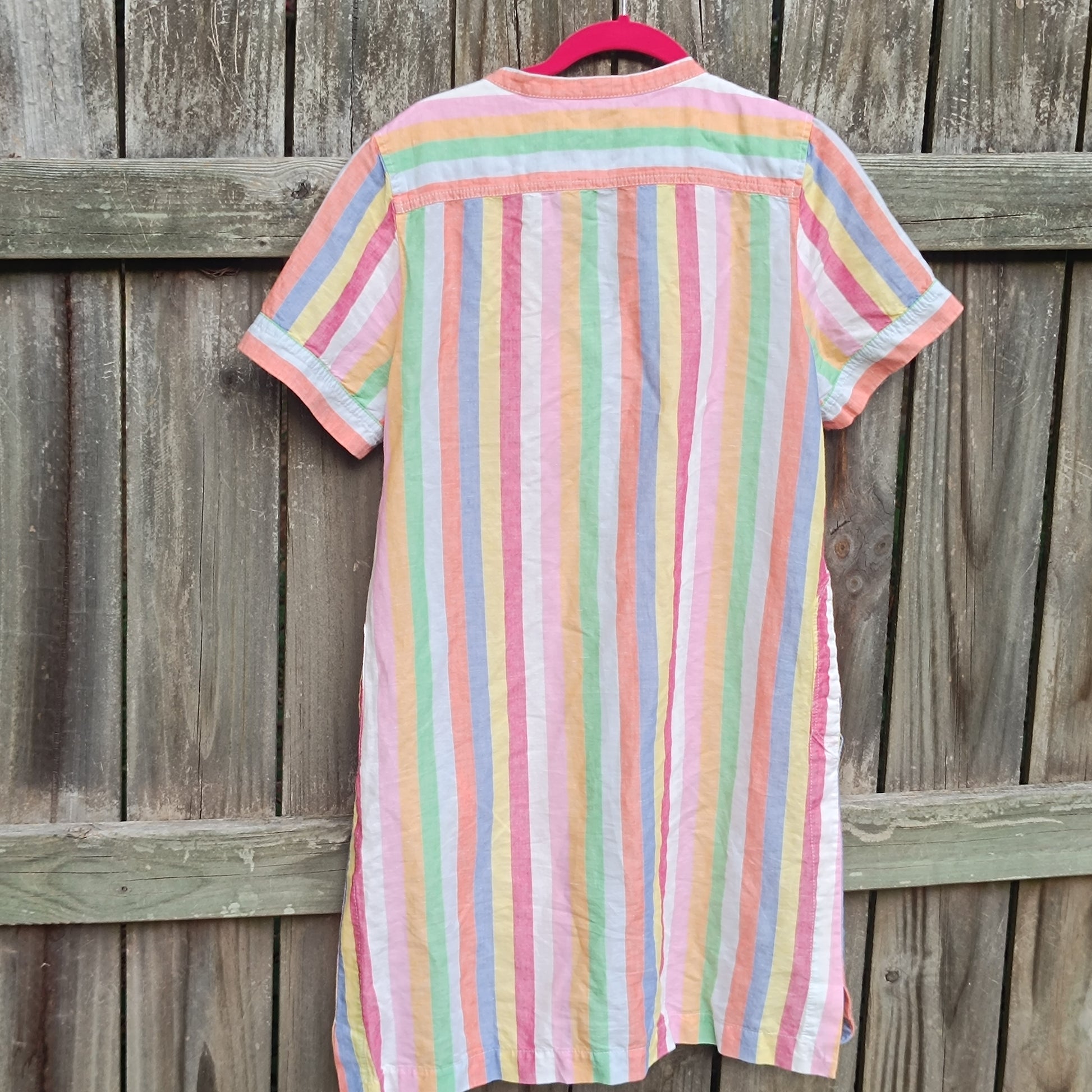 Vintage Y2K J Crew Pastel Stripe Cotton Tunic Dress - Summer Mini