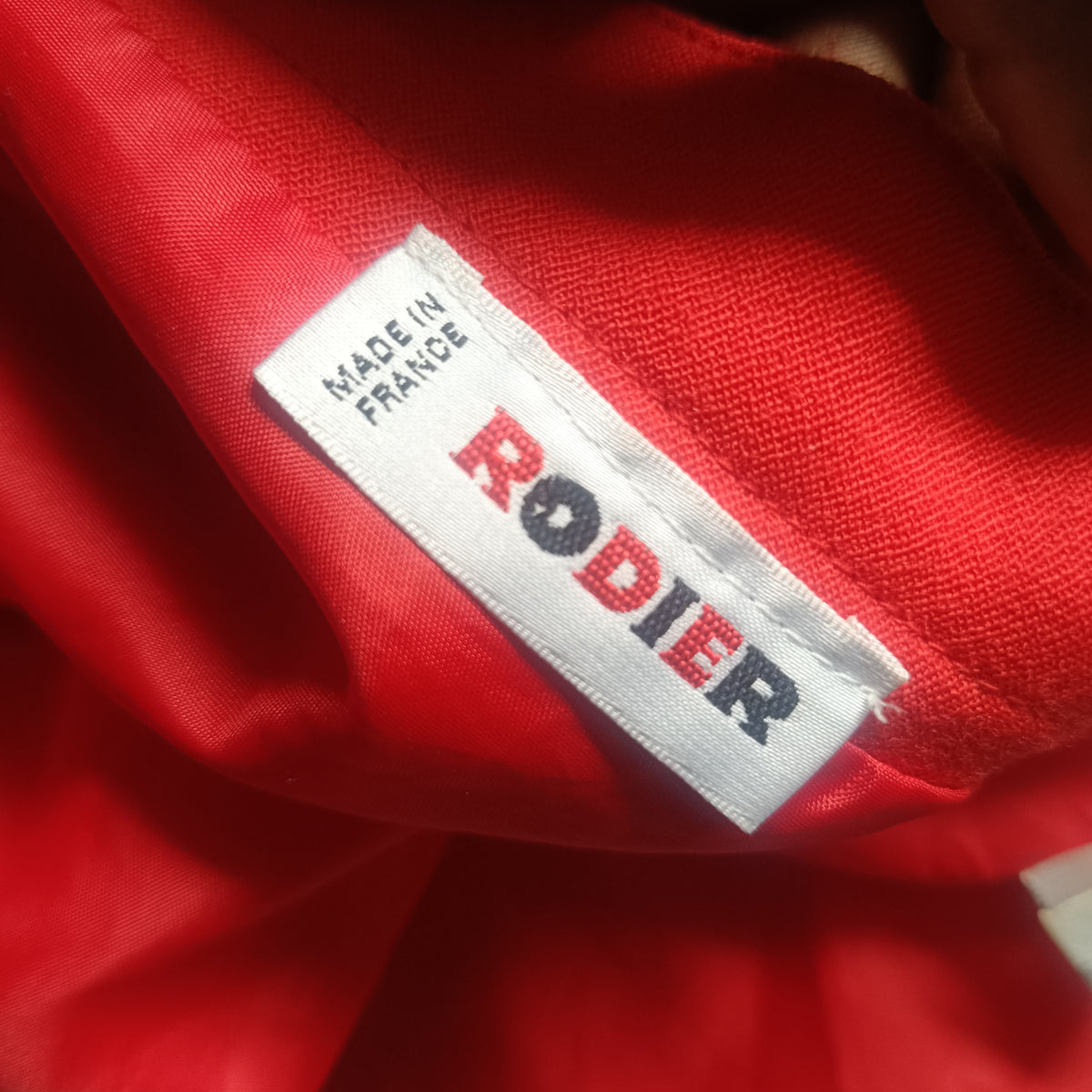 Rodier Red Wool Skirt Suit Set, Size 42, Made in France