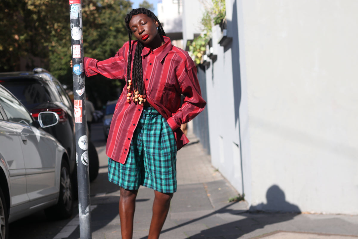 Plaid Shorts | Vintage 90s Green Culottes | High Waist Bermuda Fits XS TO S