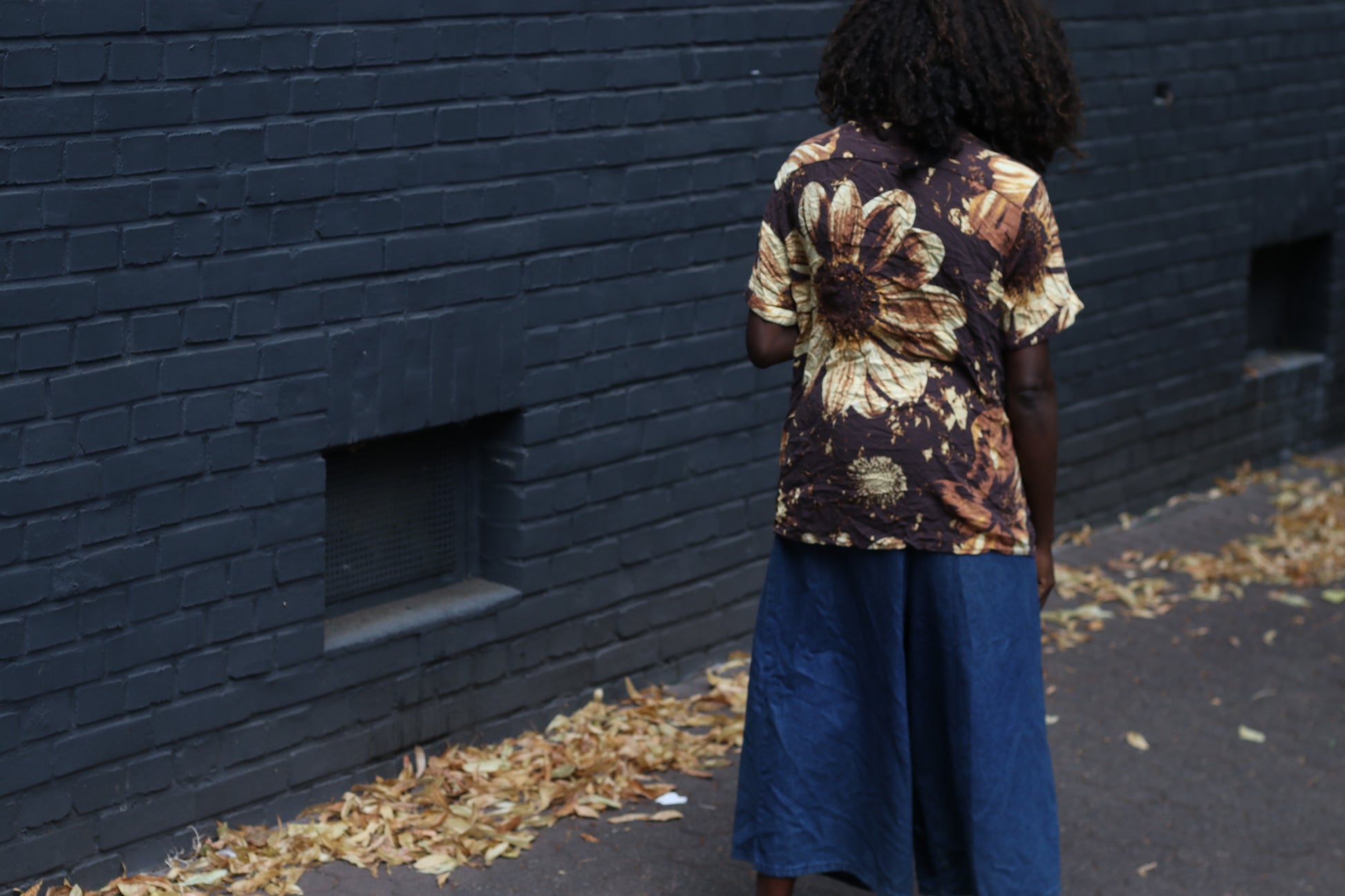 Vintage 90s Floral Short Sleeve Shirt Brown Beige M
