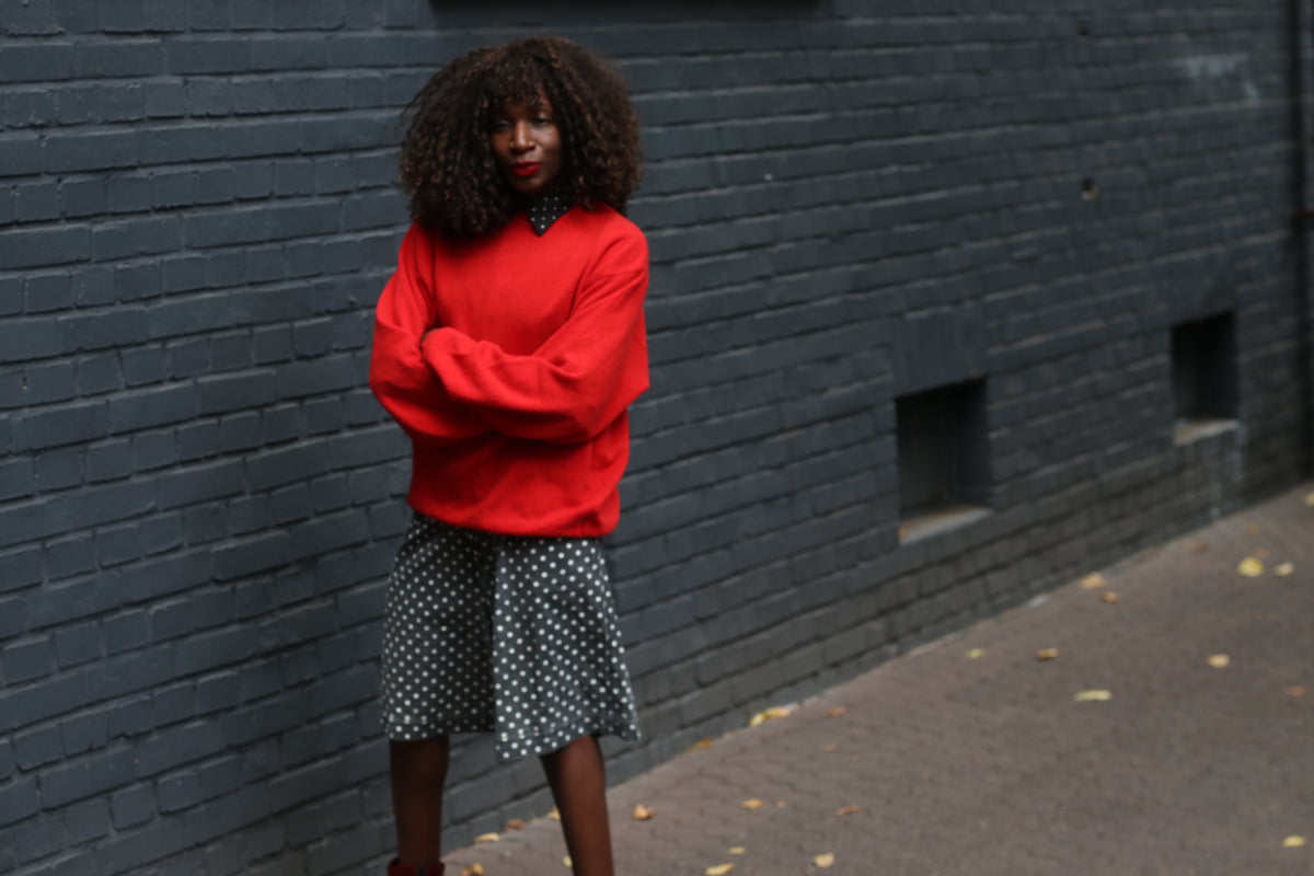 Vintage Red Wool Sweater | 80s Minimalist Knit Jumper | Bright Red Pullover
