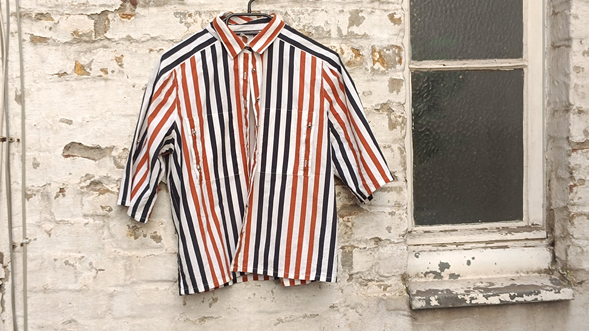 Vintage 1990s Striped Short Sleeve Button Up Shirt - Retro 90s Blouse
