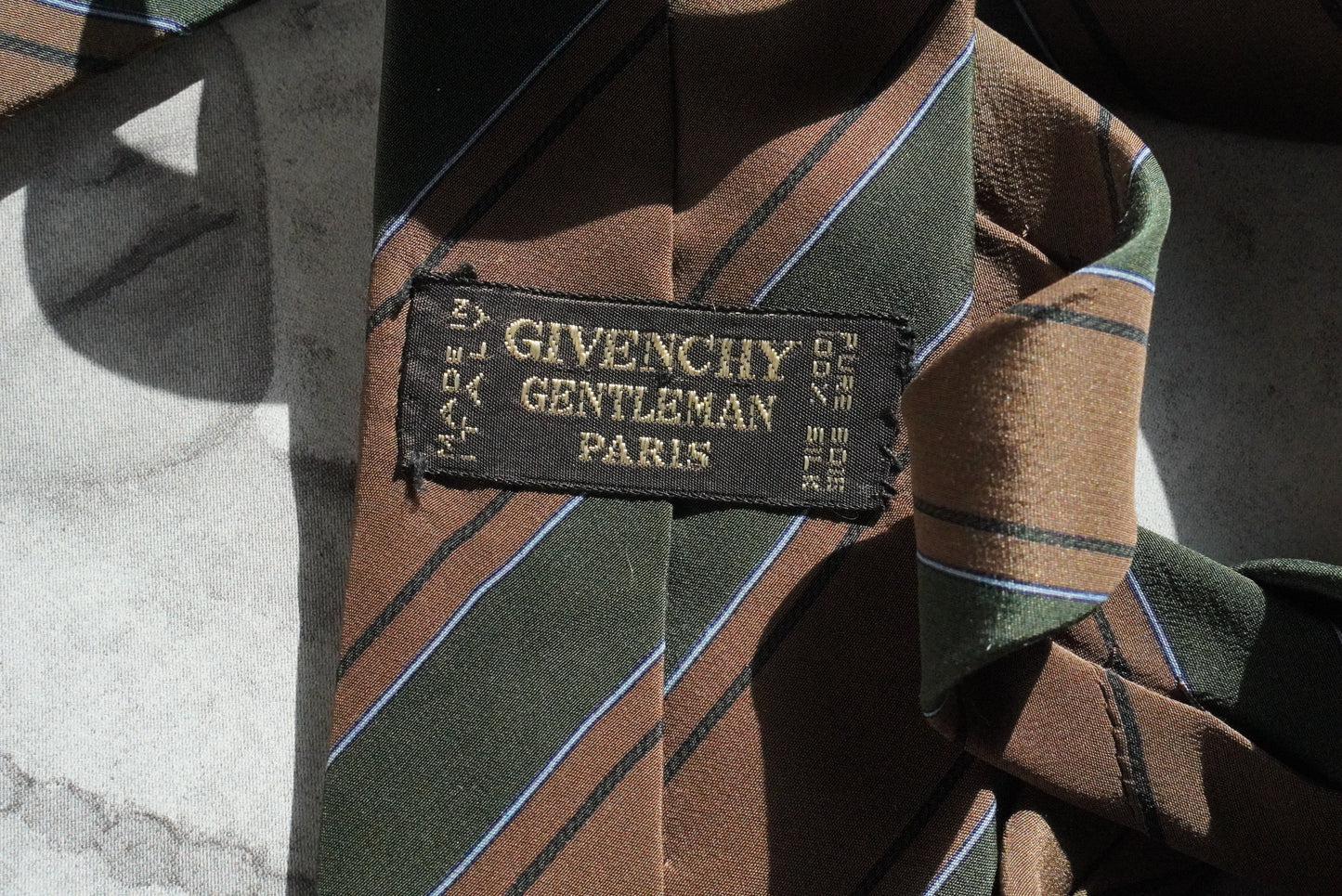 Givenchy Vintage Silk Tie Brown Green Striped Mens Designer Necktie Made In Italy