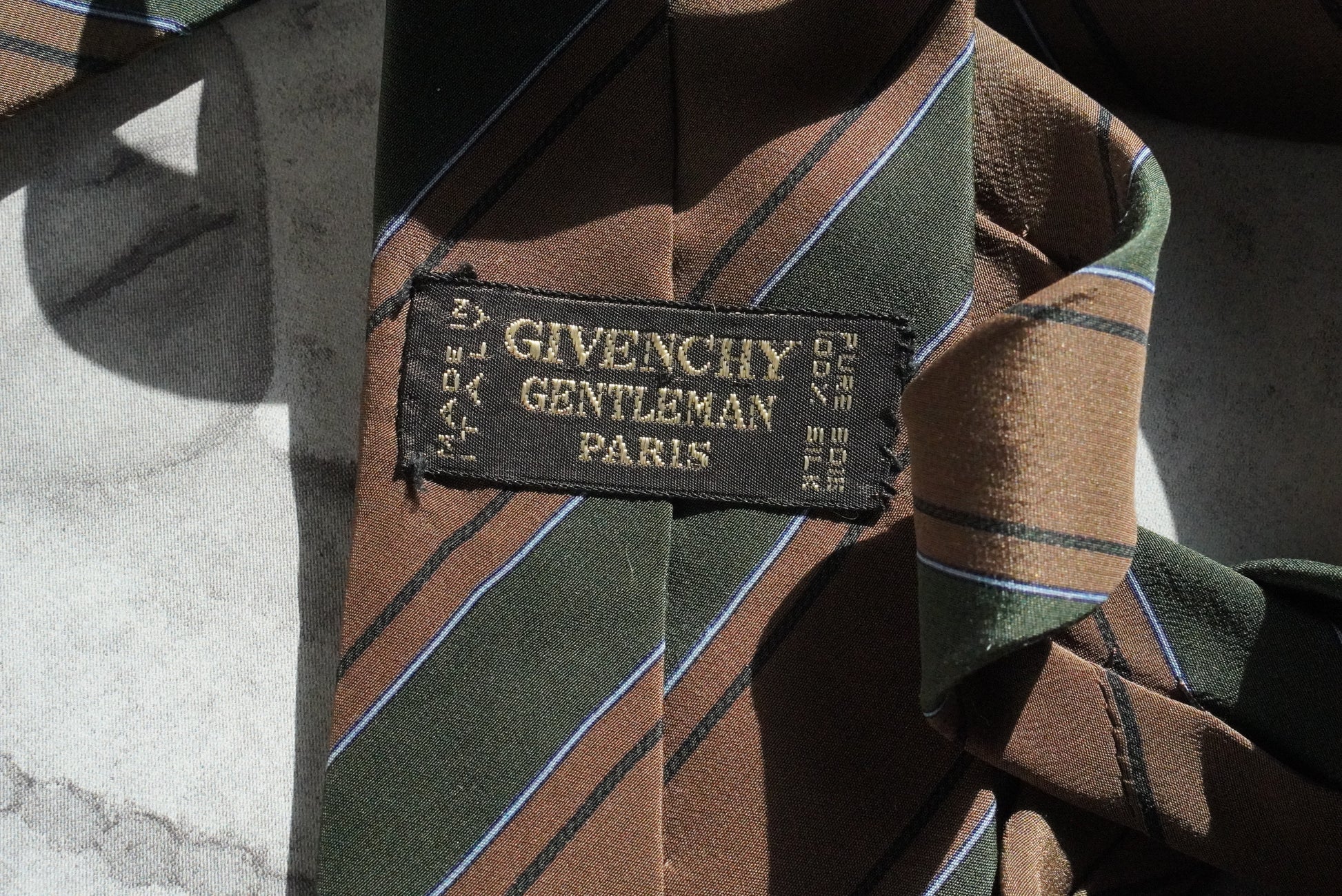 Givenchy Vintage Silk Tie Brown Green Striped Mens Designer Necktie Made In Italy