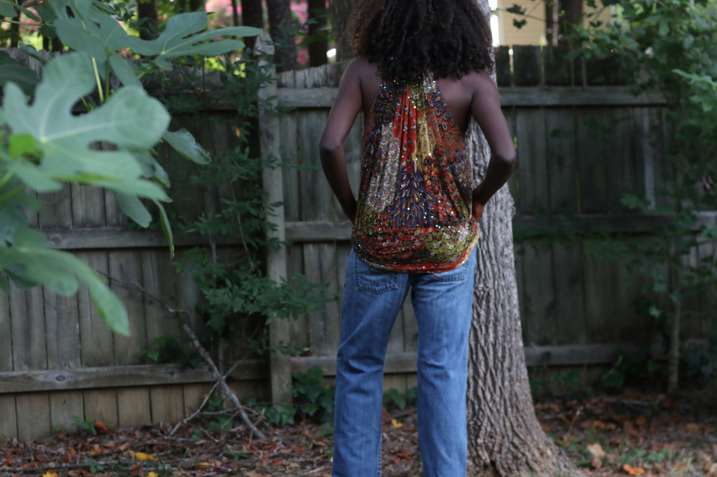 Vintage 2000s Halter Neck Top - Y2K Sequin Boho Tunic Shirt