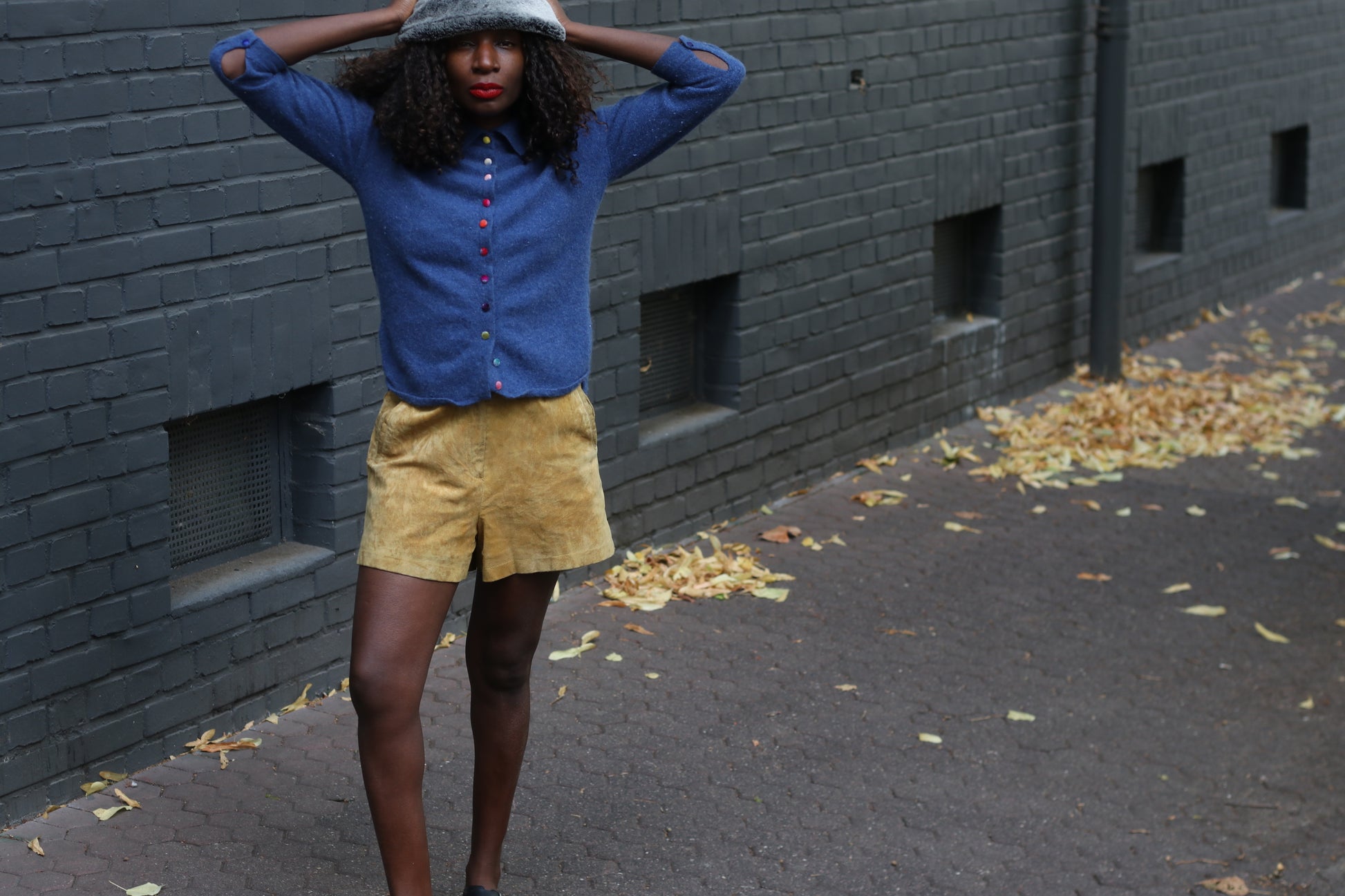 Vintage Blue Cashmere Cardigan | 90s Collared Sweater S
